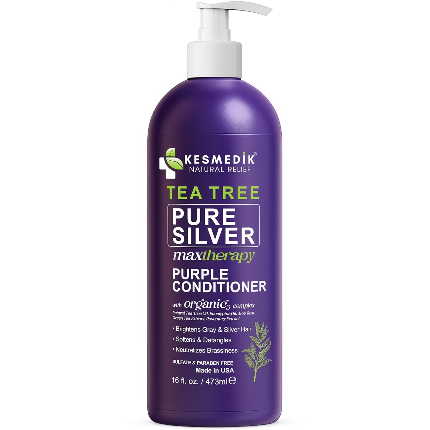 Tea Tree Purple Conditioner - Anti-Brass Toner for Blonde & Silver Hair | 16 fl oz, Softens & Repairs Damaged Hair