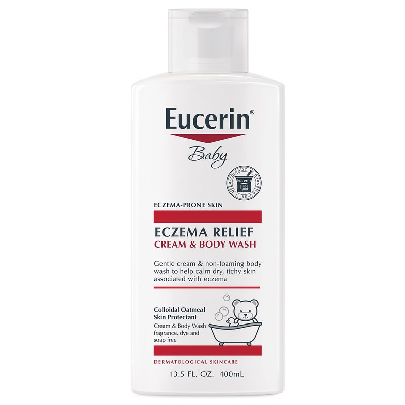 Eucerin Baby Eczema Relief Cream and Body Wash (13.5 Fl Oz) + Baby Eczema Cream (8 Oz), Fragrance Free Skin Care Set with Colloidal Oatmeal (Skin Protectant)