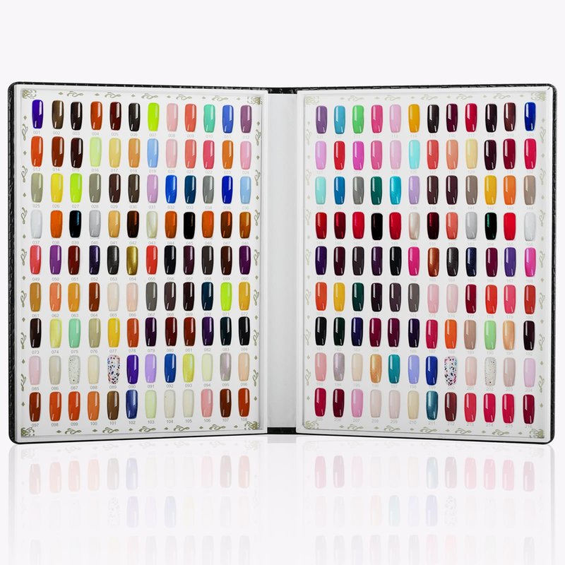 vnjaoi 216 Nail Color Chart Display Book with 240PCS False Nail Tips, UV Gel Polish Card Book, Nail Art Salon Nail Design Display Booklet, Nail Color Swatches Nail Practice Card Board