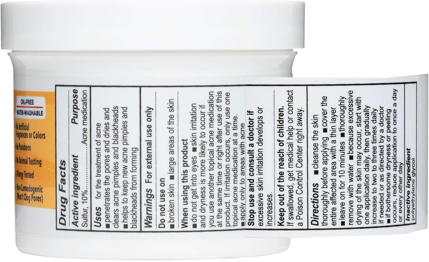 De La Cruz 10% Sulfur Ointment | Cystic Acne Treatment for Face & Body - 2.6 oz Daily Spot Treatment Mask