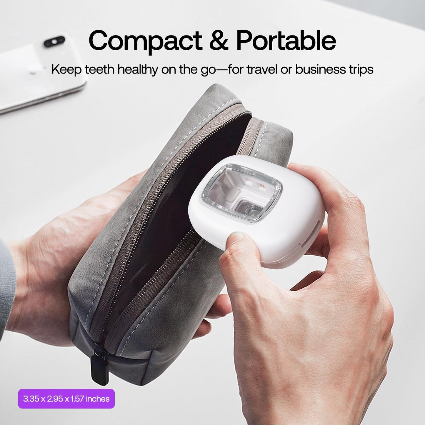 ELMWAY UV Toothbrush Covers Case and Holder,Dual UVC Light(2X Stronger), Clear Window,Toothbrush Cleaner Portable Brush Cover and Travel Case Fits Most Electric and Manual Toothbrushes