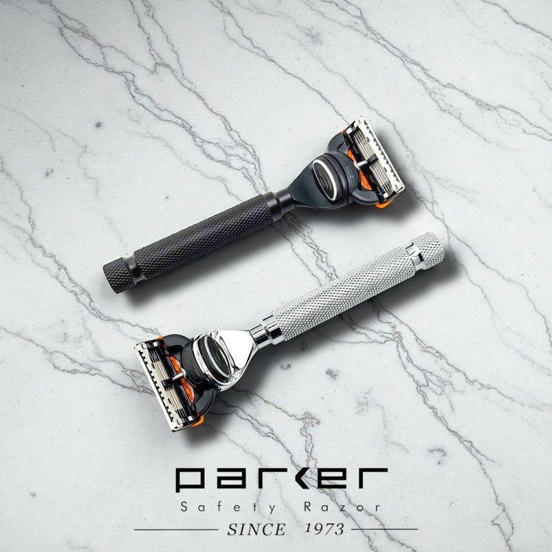 Parker 5-Blade Razor Handle – Compatible with GIllette Fusion Cartridges, Weighted Metal Handle for Smooth, Tug-Free Shaving | Premium Men’s Razor, Gift-Ready, Includes 1 Gillette Fusion Cartridge