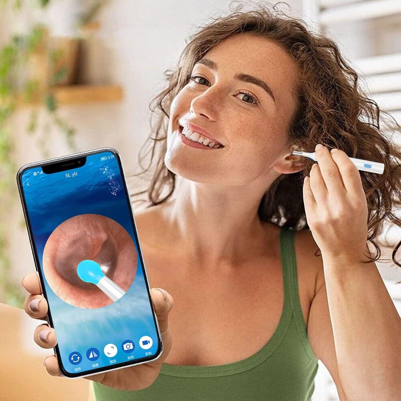 Wax Removal Tool for Ears, Earwax Remover Tools with 1080P Camera & 6LED Light & 8 Pcs Ear Set, Earwax Cleaning Kit with 10 Ear Spoon, Camera for iOS & Android (White)