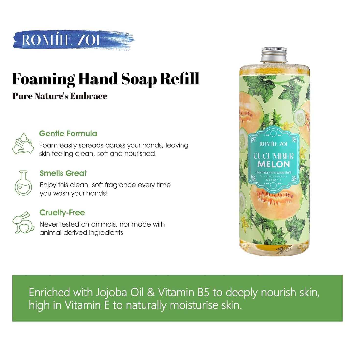 Tomato Vine Foaming Hand Soap Refill Set – 3 Pack (33.8 Fl Oz Each) – Chemical-Free & Moisturizing with Refillable Dispenser for Kitchen & Bathroom