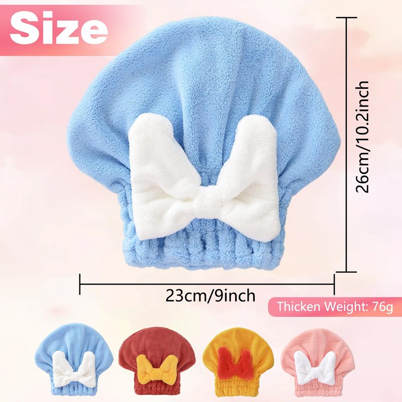 ploreatu Microfiber Hair Drying Caps, Christmas Absorbent Hair Towel Wrap for Women Wet Hair Quick-Drying Hair Towels, Soft Bow Tie Wet Hair Towel Wrap for Party Favors Goody Bag Filler (4 PCS)