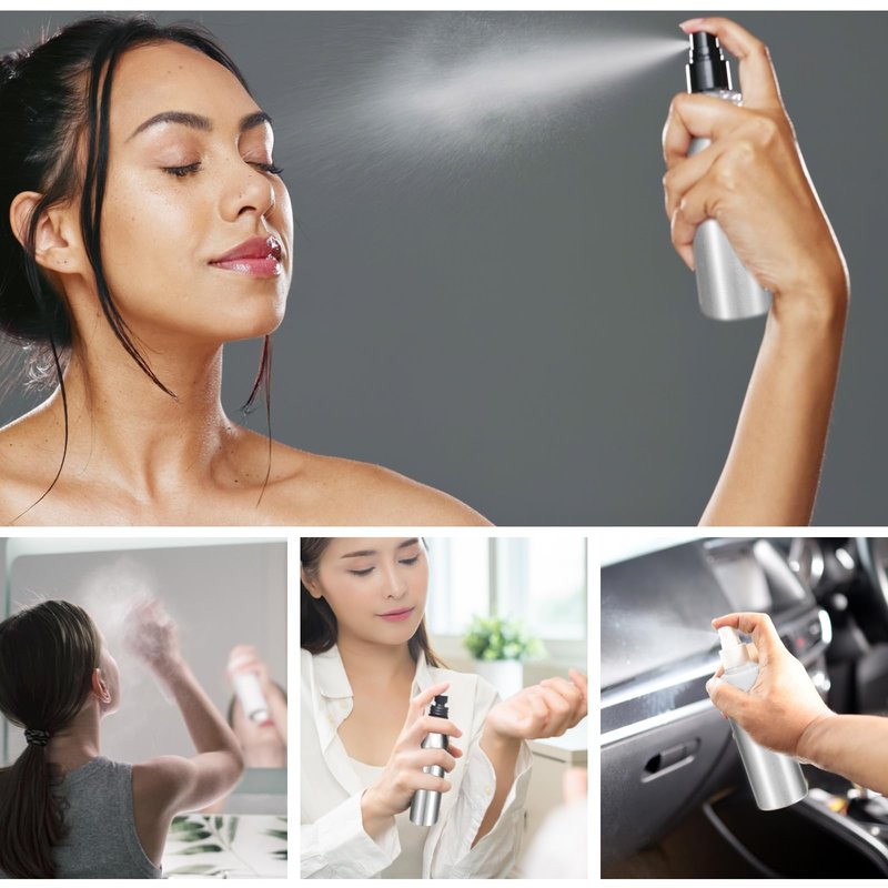 HARFINGTON 3pcs Aluminum Fine Mist Spray Bottles 500ml/16oz Metal Small Liquid Alcohol Refillable Travel Container with Black Plastic Nozzle Cap for Perfume Skincare Cosmetic Storage Bottle