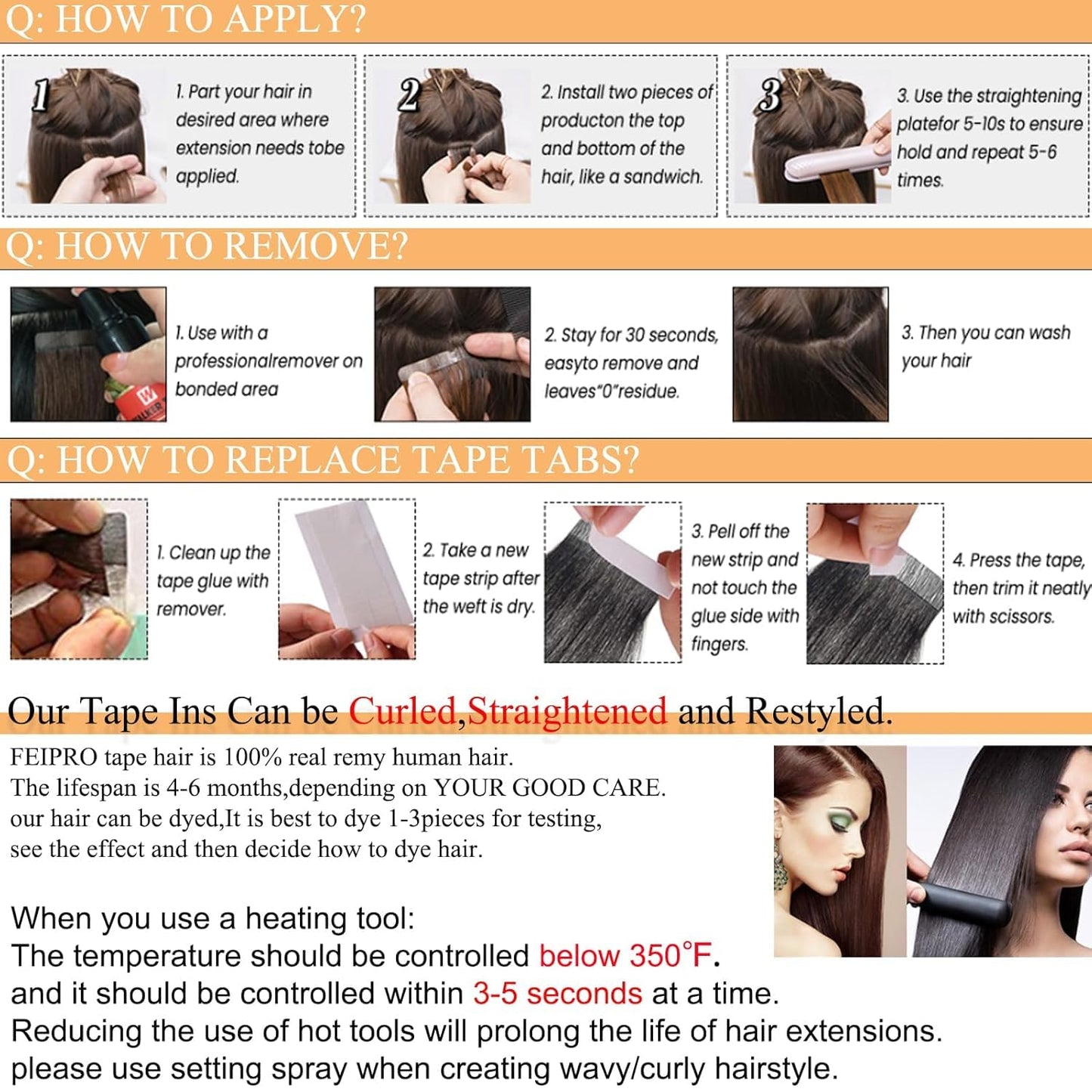 FEIPRO Light Yaki Straight Tape ins Tape in Hair Extensions Human Hair Invisible Real Remy Human Hair Seamless PU Skin Weft Soft Natural Black Hair Extension for Women Girls 12 Inch 40g 20pcs/Pack
