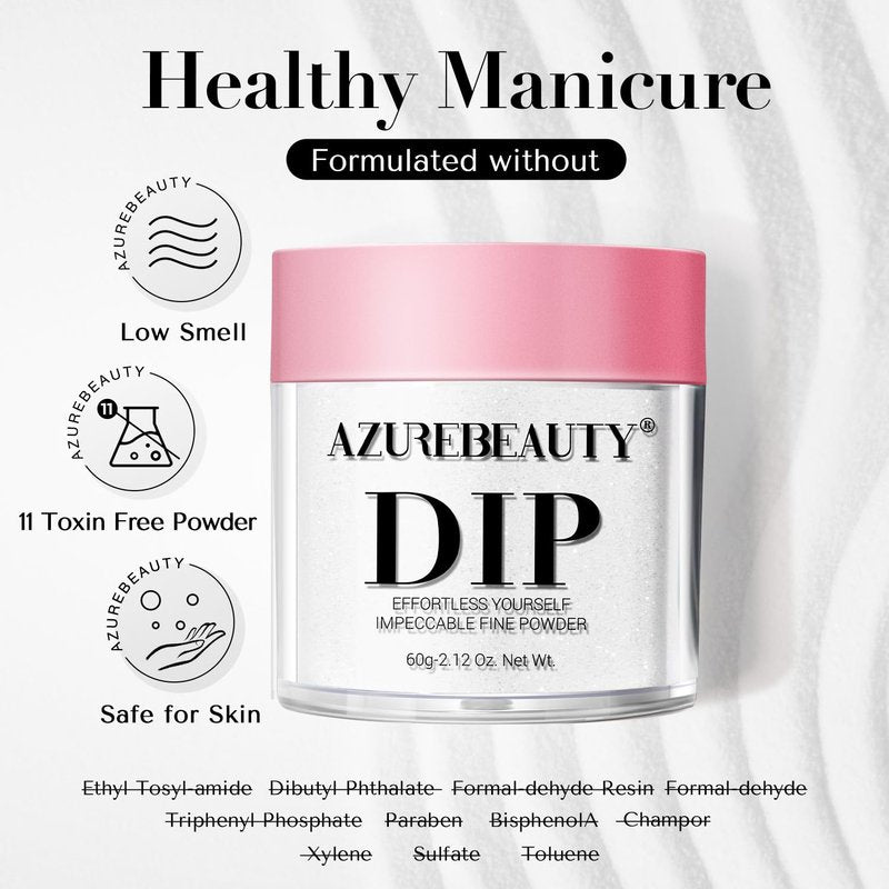 AZUREBEAUTY Pro 60g Dip Powder White Color Large Capacity, Basic Dipping Powder Crystal French Nail Art Starter Manicure Salon DIY at Home, Large Capacity Upgrade, Long-Lasting, No Nail Lamp Needed