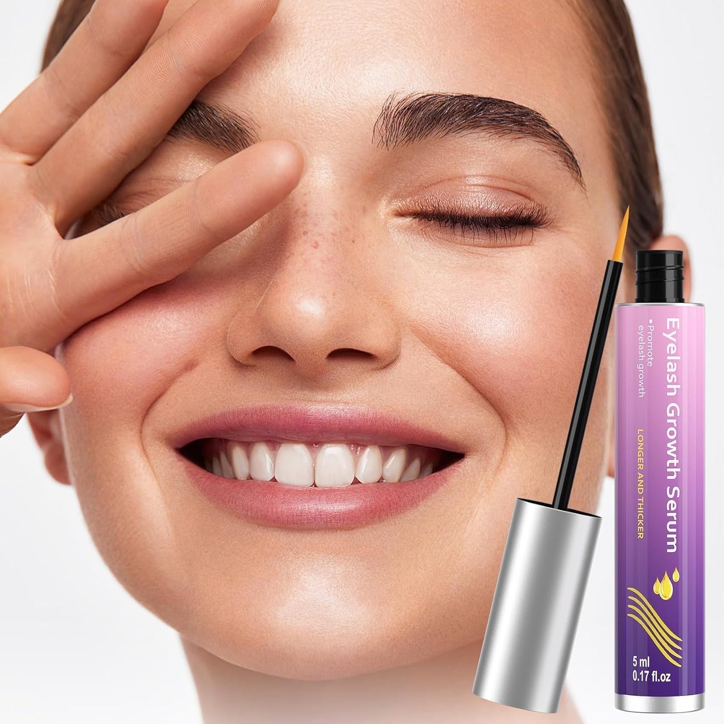 Lash Growth Serum - Gentle Daily Nourishing Treatment for Longer Thicker Fuller Lashes - Vegan Cruelty-Free Sensitive Eyes Safe (5ml)