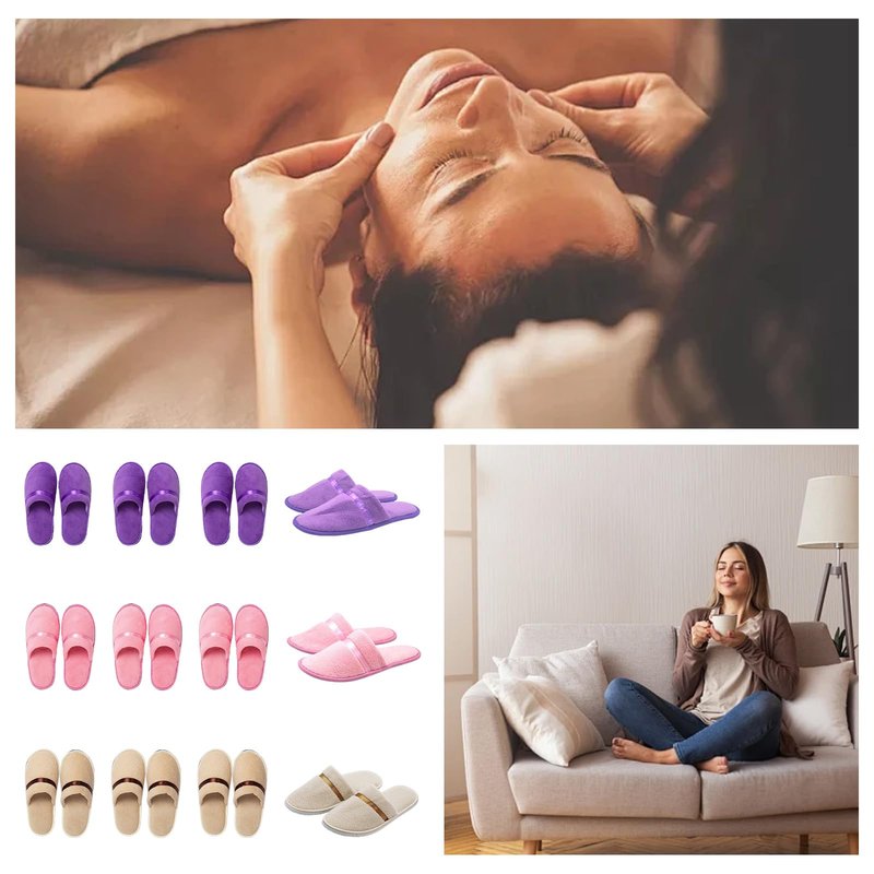 Hyuetrsa 12 Pcs Guest Slippers ,House Shoes for Guests Bulk Washable Non Slip Disposable Slippers Washable Closed Toe Soft Coral Fleece Hotel Slippers House, Indoor, Bathroom, Spas, Travel(US Women Size 11)