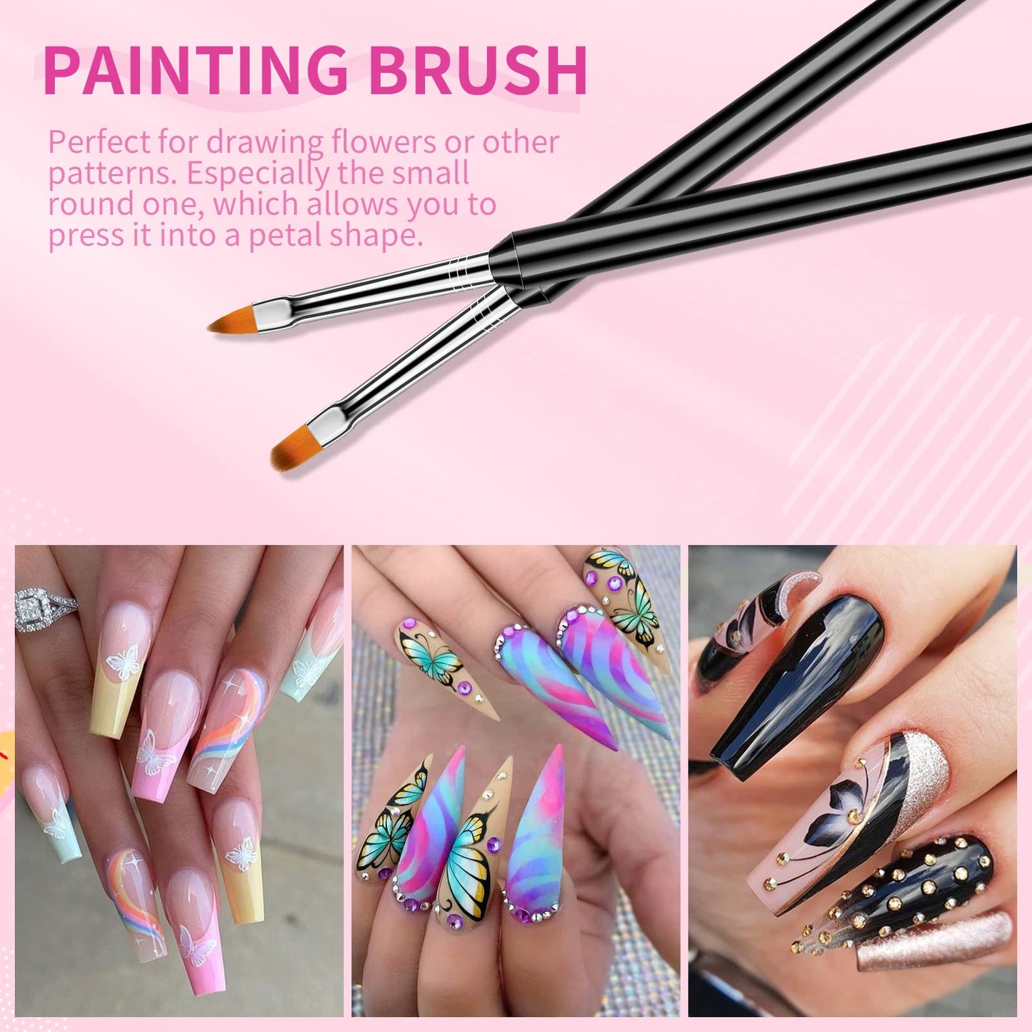 SAVILAND LED & U V Builder Nail Gel with 6pcs Double-End Nail Art Tools Professional Nail Art Kit