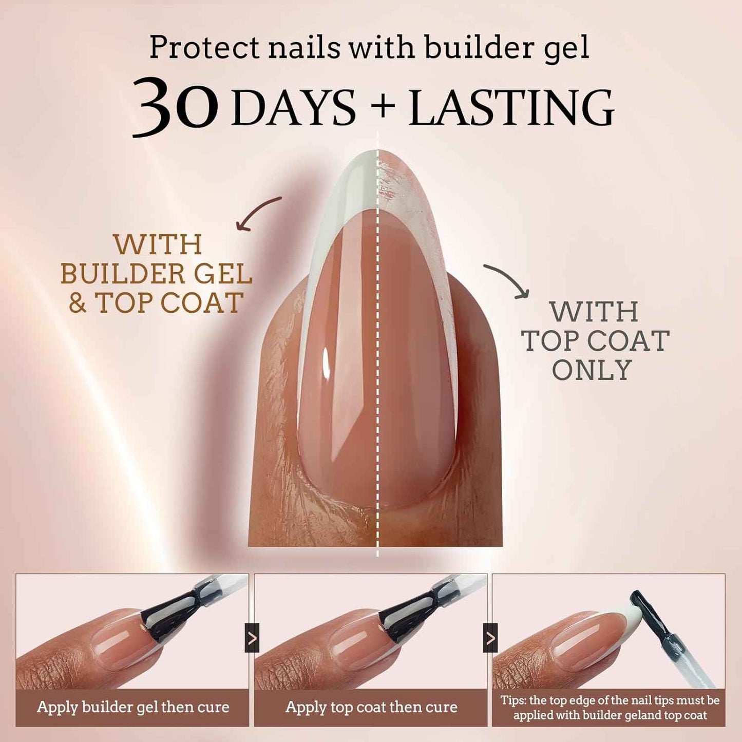 Builder Gel Top Coat Set - XS Short Square French Tip Press-On Nails by btartboxnails