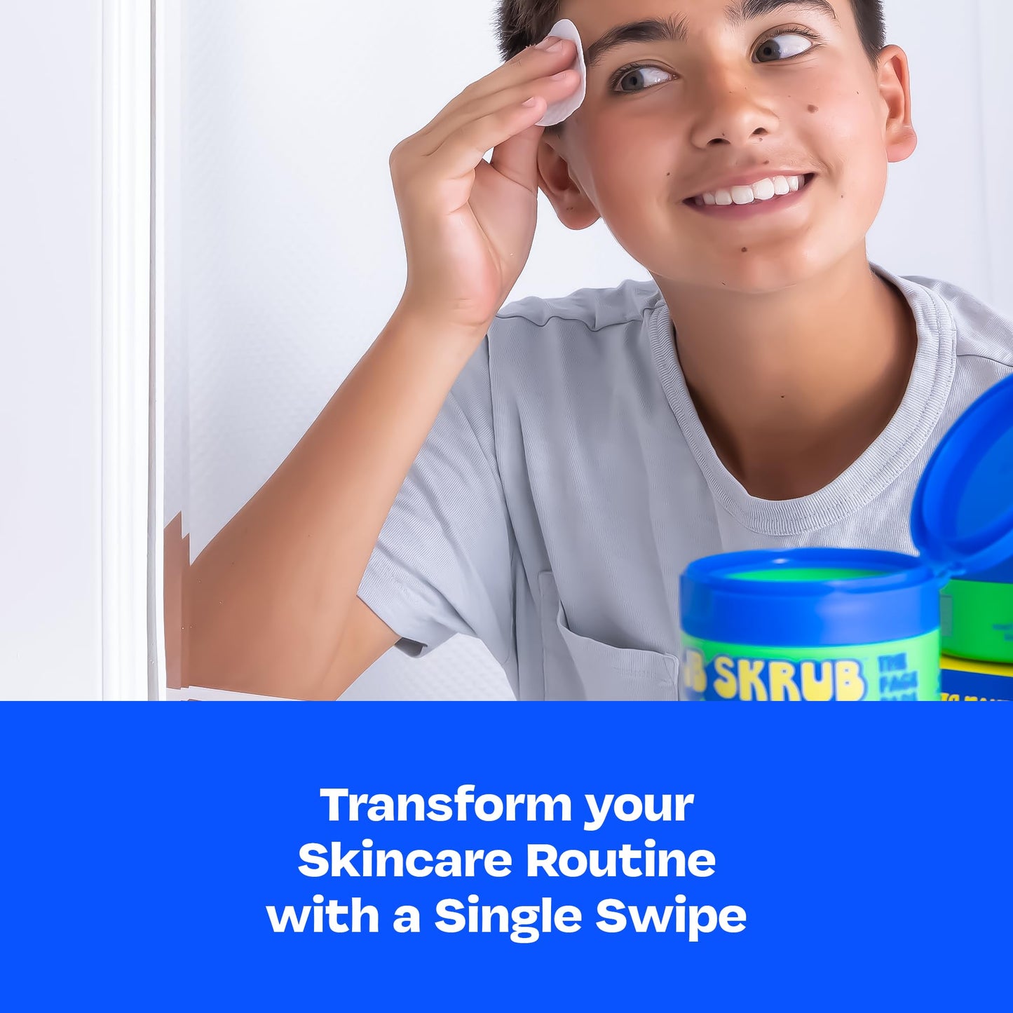 JB SKRUB The Face Lotion and Face Pads -Teen Boys, Tween and Kids Moisturizer for Cool Confidence, Grease-Free Freshness & Hydration with Blue Light Defense