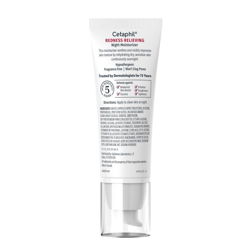 Cetaphil Night Cream, Redness Relieving Night Moisturizer for Face, 1.7 fl oz, For Dry, Redness-Prone Skin, Hypoallergenic, Fragrance Free