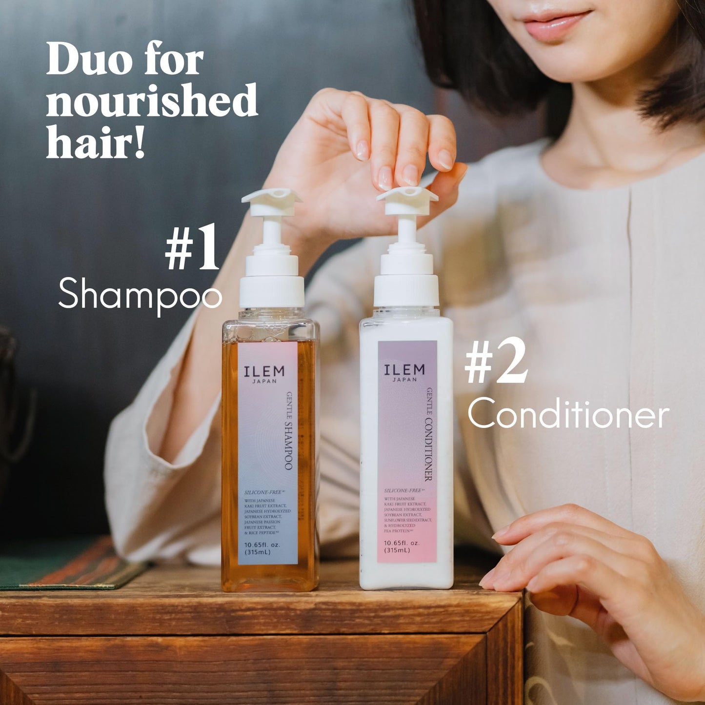 ILEM JAPAN Gentle Conditioner | Daily Use Mild Conditioner For Silky & Smooth Hair | For Women & Men, Nourishing Hair & Scalp | With Sunflower Seed & Pea | 315ml
