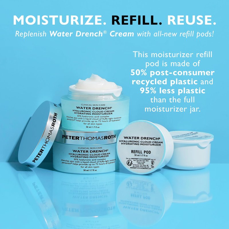 Peter Thomas Roth | Water Drench® Hyaluronic Cloud Cream Hydrating Moisturizer Refill Pod | Hyaluronic Acid Cream For All Skin Types, Line-Smoothing, Fragrance-Free