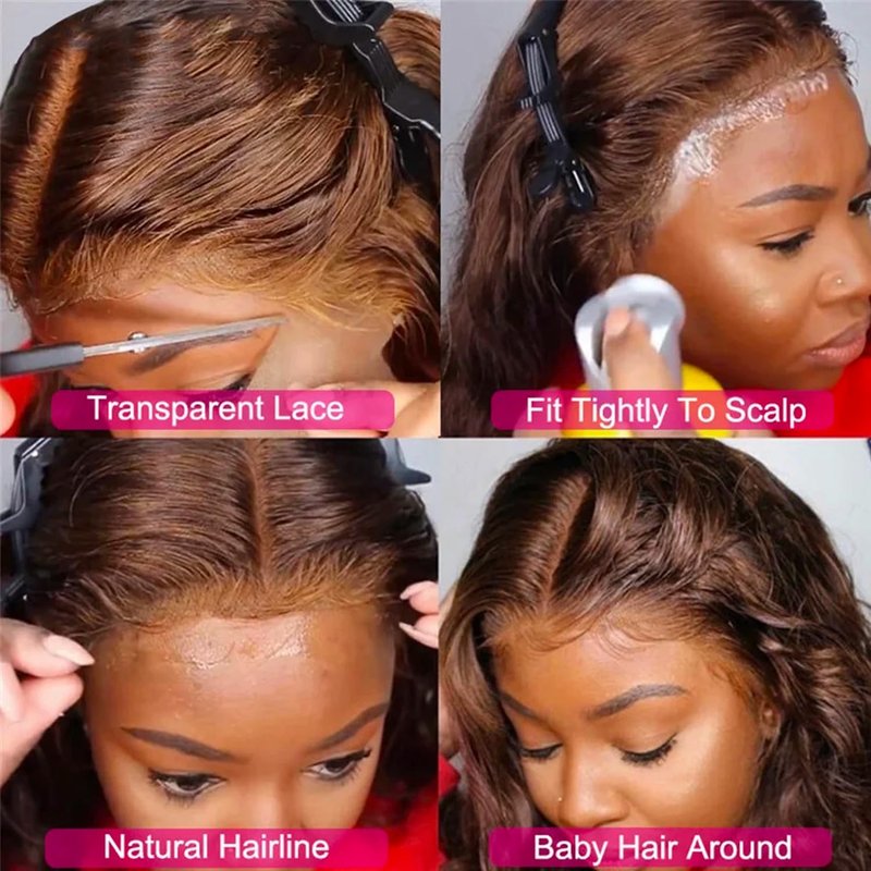 13x6 Lace Front Wigs Human Hair Wigs for Black Women, 4T4/27 Blonde Highlights 13x6 HD Lace Front Wigs Human Hair Pre Plucked with Baby Hair 16 Inch 150% Density Colored Transparent Wigs Human Hair
