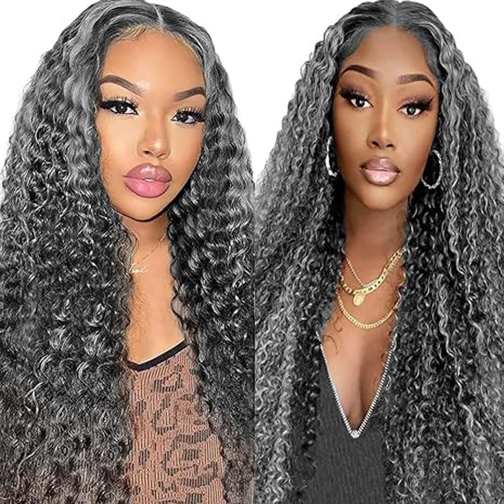 Grey Bundles Human Hair 12 14 16 Inch Water Wave Highlight 1B Grey Human Hair Bundle 3 Bundles 300g Total Unprocessed Brazilian Virgin for Black Women