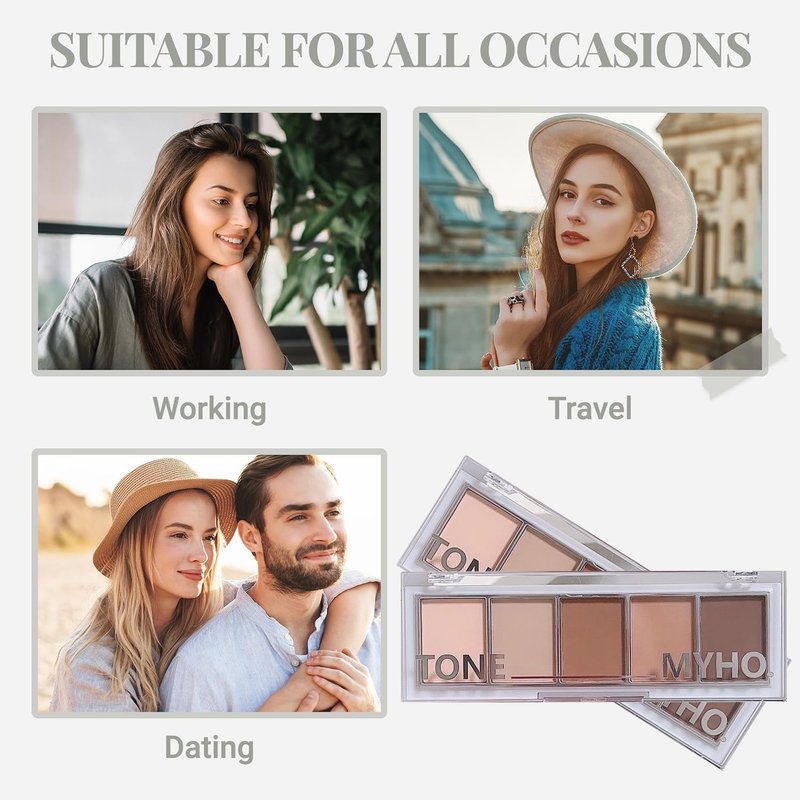 Neutral Naked Brown Eyeshadow Palette - 5 Colors Nude Brown Tones, Velvety Matte, Long-Lasting & Waterproof for Natural Everyday Looks (01#)