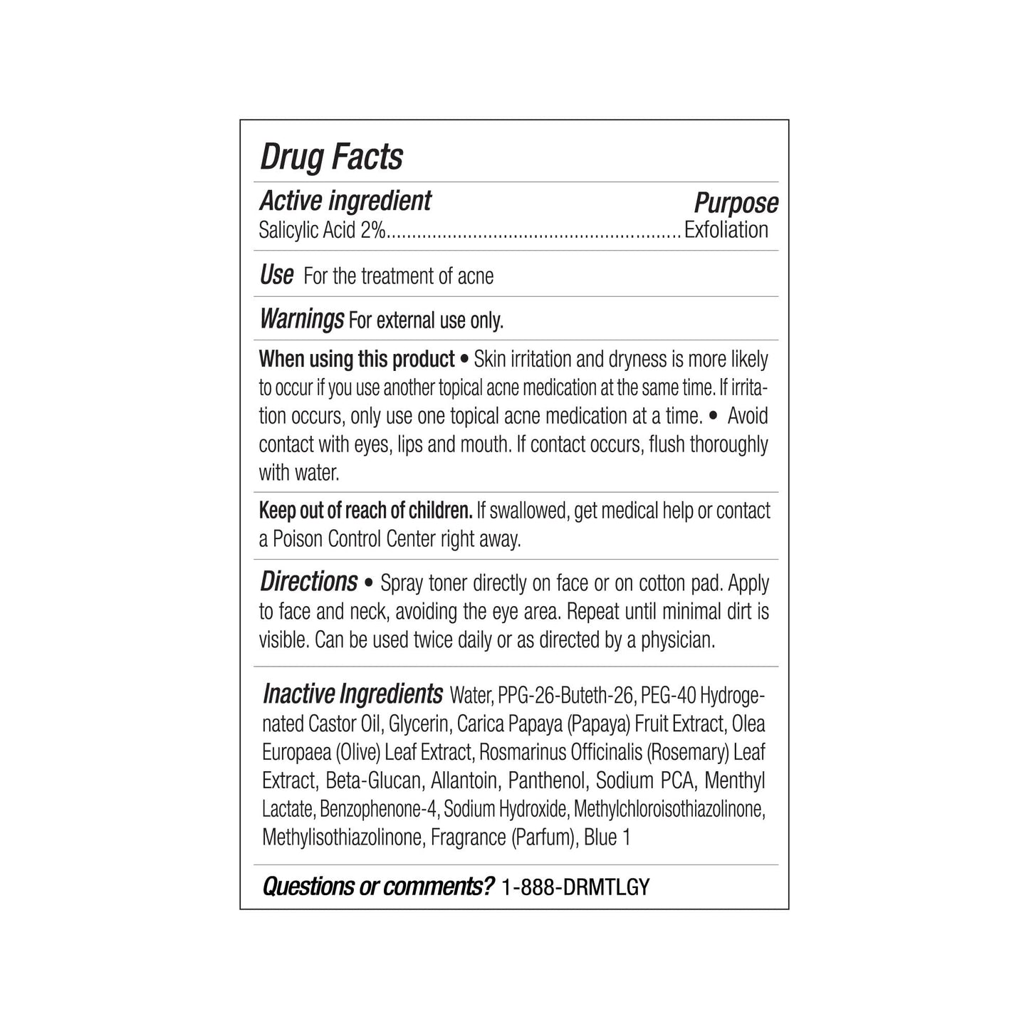 DRMTLGY BHA Clarifying Toner for Face – with 2% Salicylic Acid – Face Toner & Acne Treatment – Pore Reducing Skincare for Oily & Acne-Prone Skin (6.39 oz/189 ml)