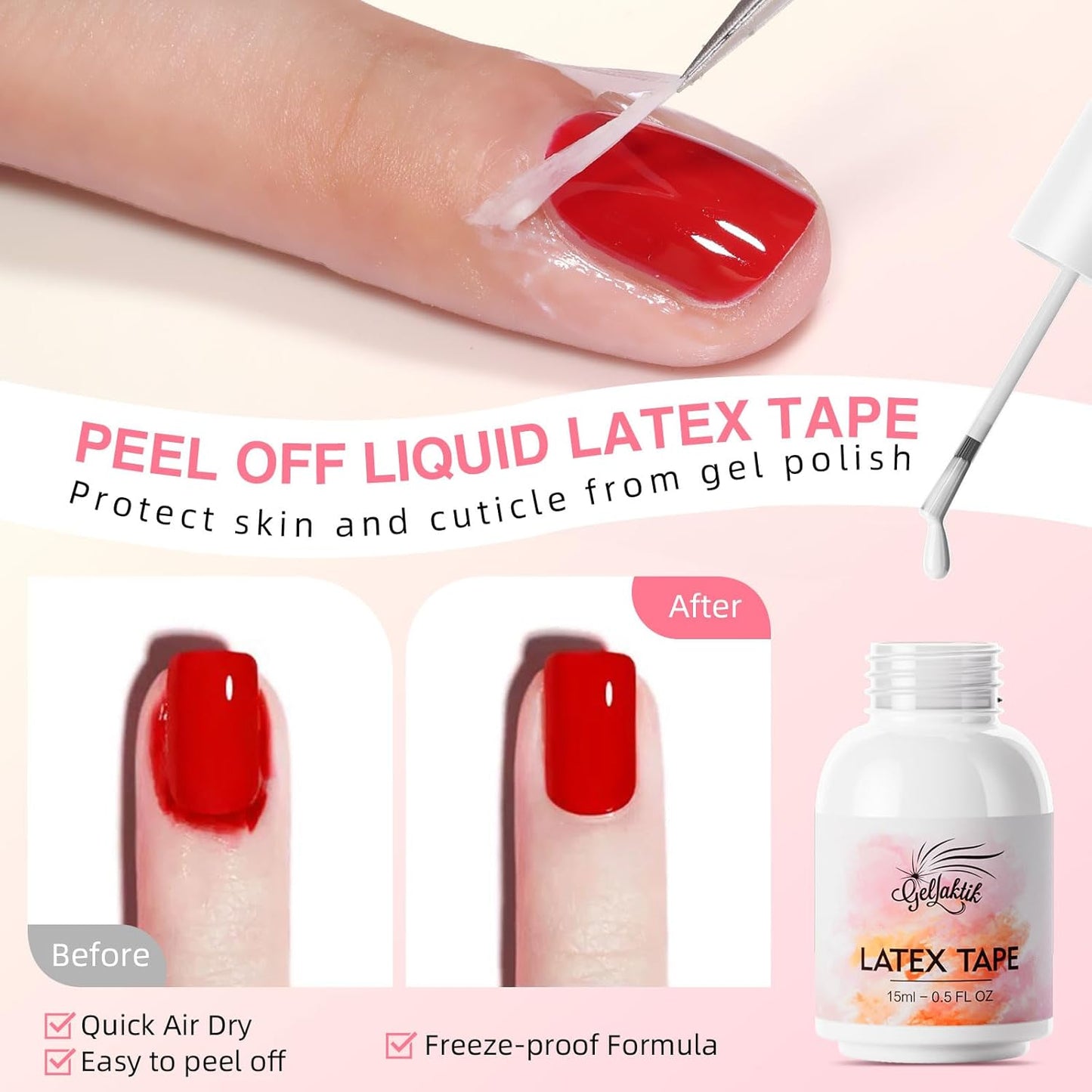 Gel Polish Remover Kit - 3 x 18ml with Cuticle Oil & Liquid Latex Tape, Fast 3-5 Min Removal