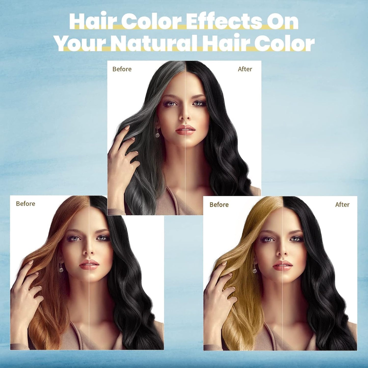 JUANCHI Chestnut Brown Hair Dye Shampoo 3 in1, Chestnut Brown Shampoo Hair Dye for Gray Coverage, Hair Color for Women Men, Herbal Formula, Lasts 30 Days, 500ml (16.90 oz)