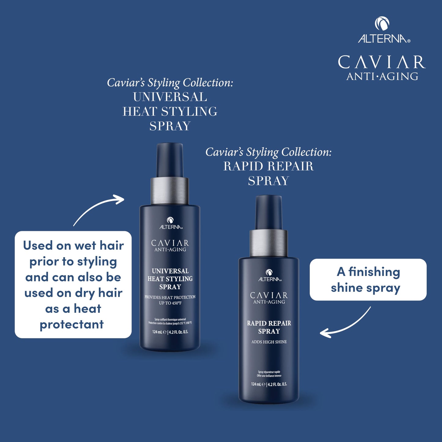 Alterna Haircare CAVIAR Anti-Aging Universal Heat Styling Spray 4.2 Fl Oz | Heat Protectant for Wet or Dry Hair | Detangles, Smooths, and Softens | Eliminates Frizz, Resists Humidity | All Hair Types
