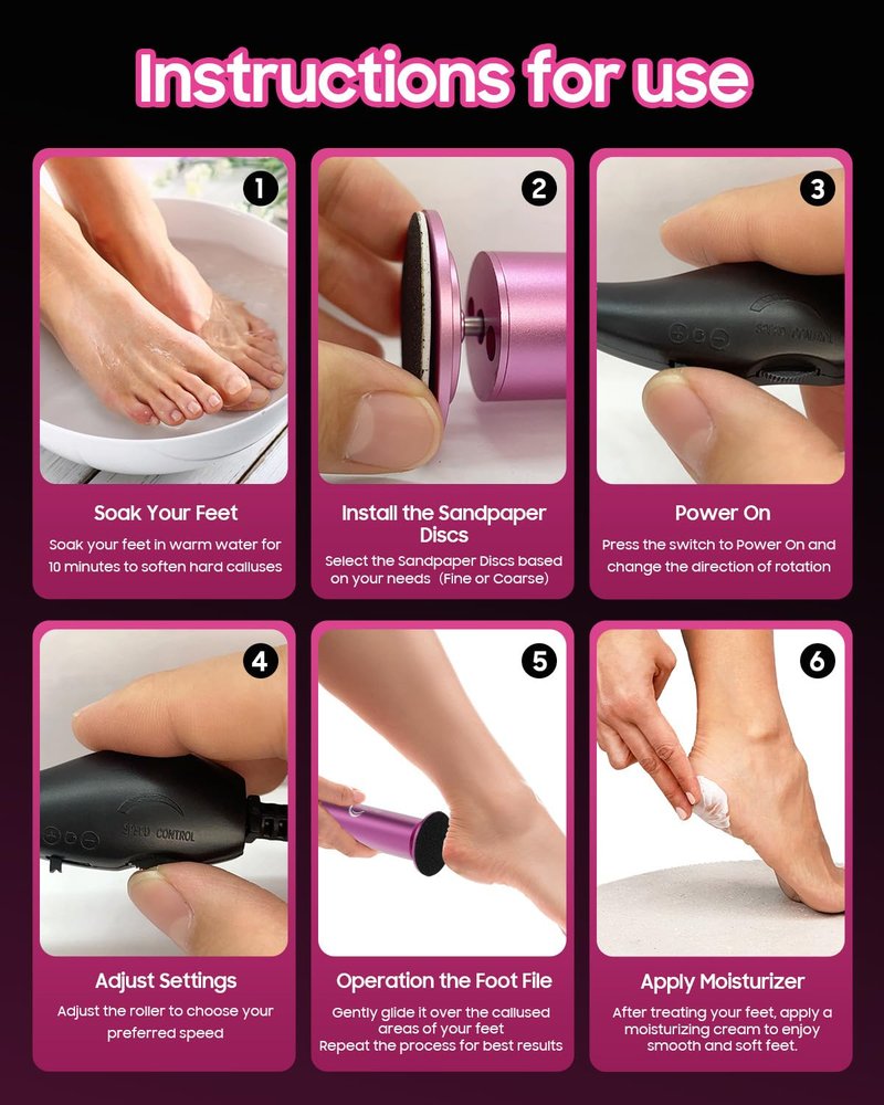 HayZBao Electric Foot Callus Remover with 60 Pcs Sandpaper Discs - Electric Callus Remover for Feet,Pedicure Tool for Dead Skin (Matte Purple)