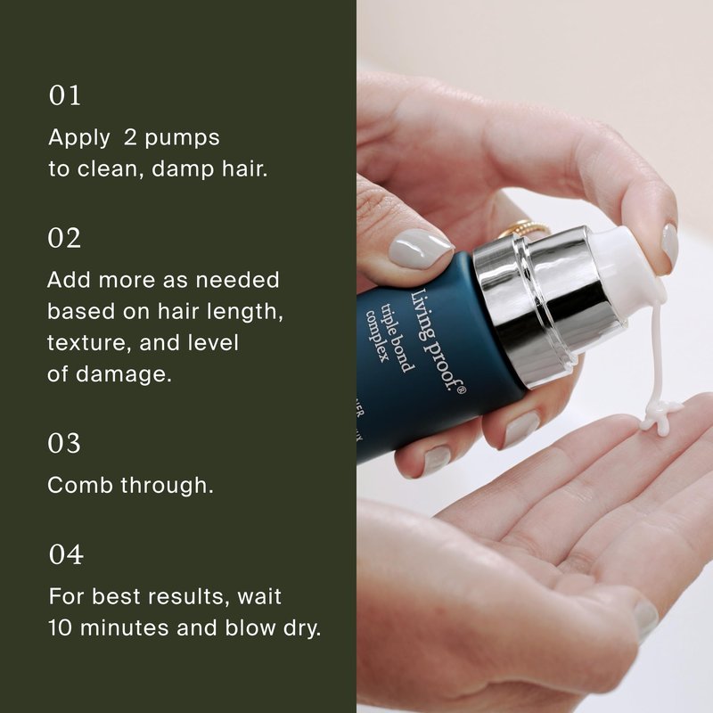 Living Proof Triple Bond Complex Leave-In Treatment and Hair Mask – Rebuilds Hair Structure, Repairs Damage, Heat Protection, Long-Lasting Results, 1.7 oz