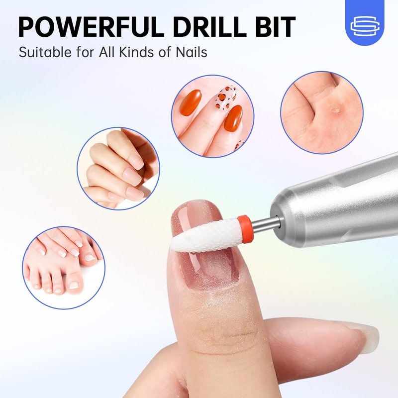 CHRISTINE SHELLY Rechargeable 35000RPM Nail Drill Sparkling Portable Professional Electric Nail File for Acrylic/Gel Nails Professional Nail Tools for Manicure Pedicure, Black Diamond