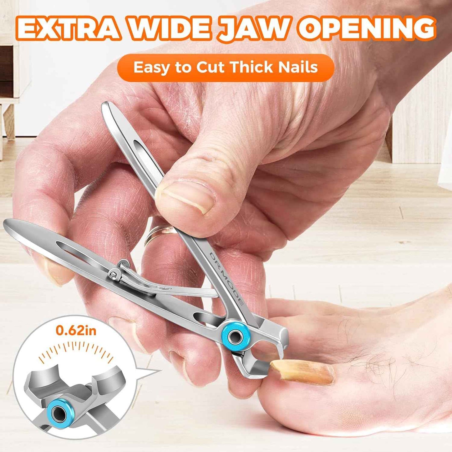 Heavy-Duty Toenail Clippers for Thick Nails - Wide Jaw, Slanted Design for Seniors & Men