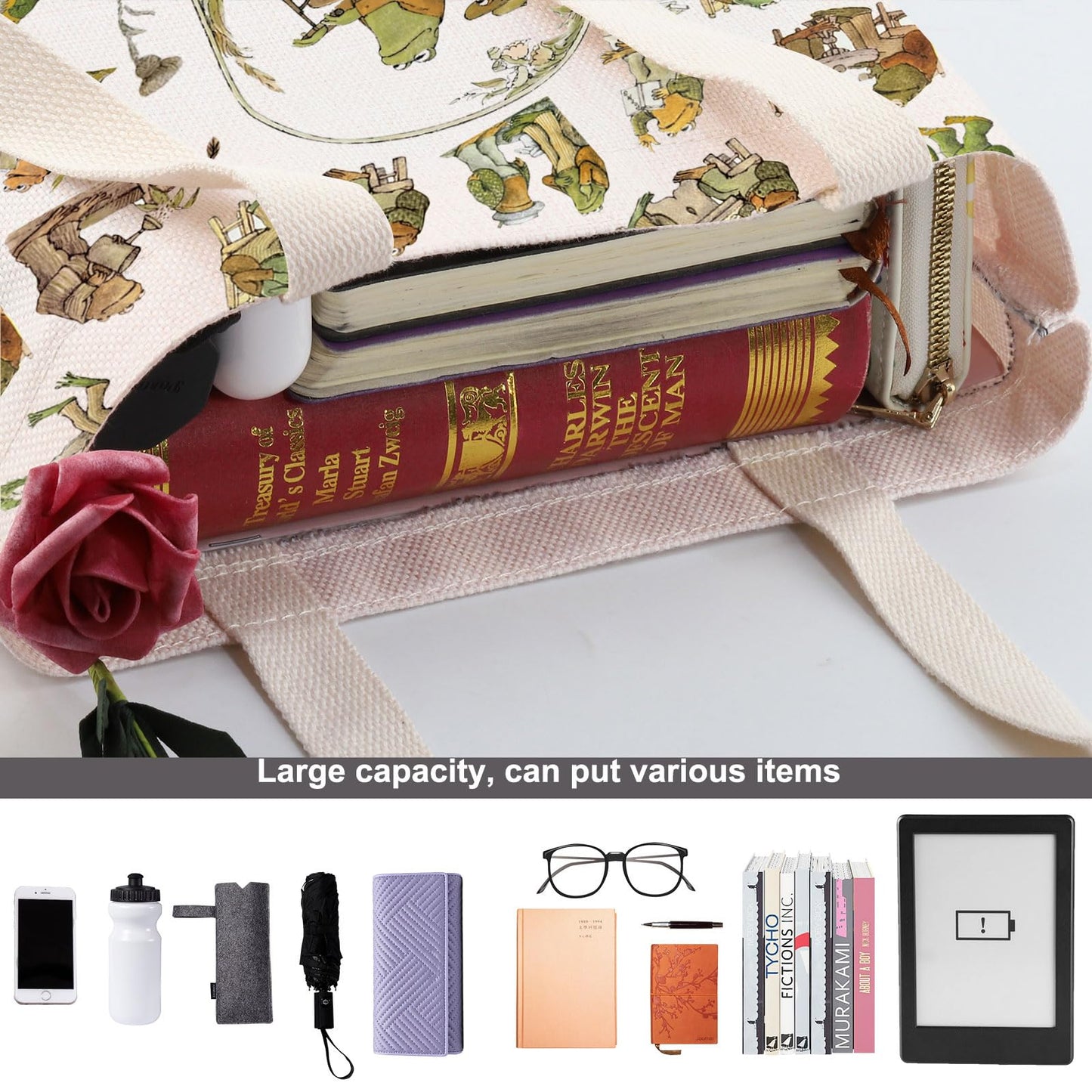 WZMPA Funny Frog Cosmetic Bag Frog Fans Gift Humor Frog Character Makeup Zipper Pouch Bag Frog Merchandise (Frog BG)