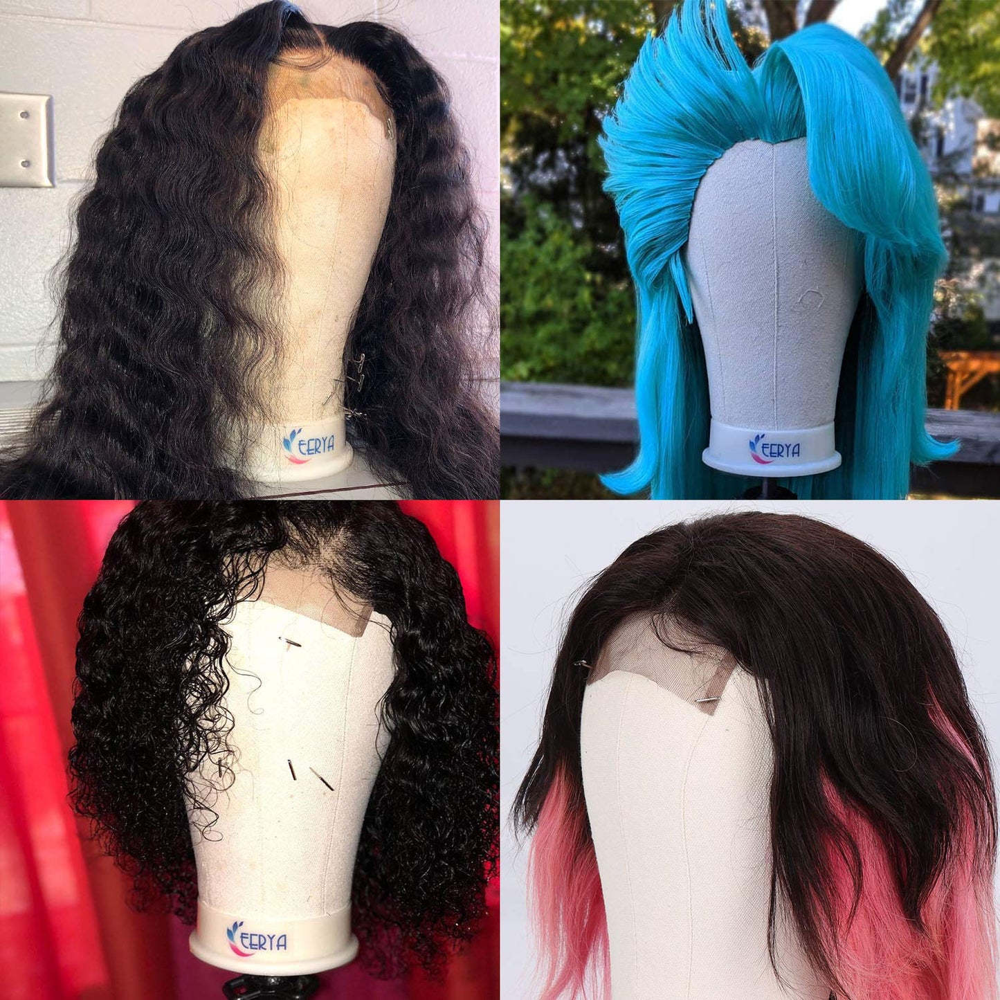 EERYA 22.5 Inch Wig Head Stand Set for Wig Making Display Styling Training Poly Canvas Block Head with Mount Hole Mannequin Manikin Head Stand( 22.5 Inch)