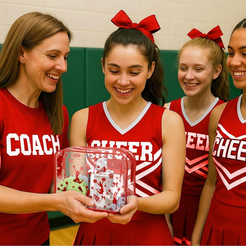 Clear PVC Makeup Bag for Cheer Teams - 20 Pcs Zipper Pouch | 7.9 x 5.9 x 2.4'' Red