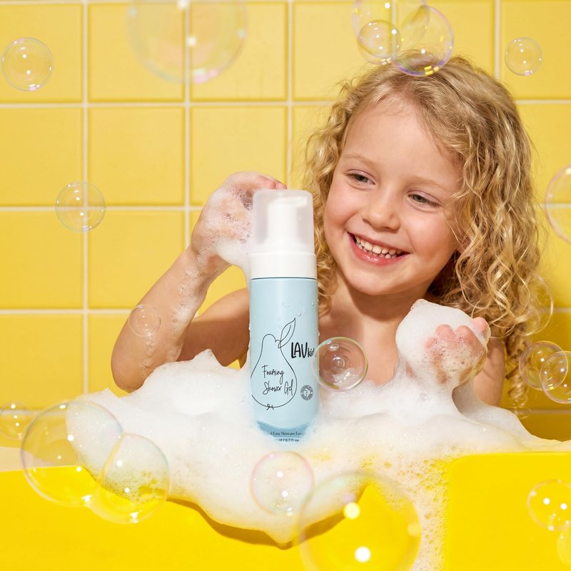 LAV KIDS Body Care Set, Foaming Body Wash and Delicate Body Lotion, Natural Pear and Chamomile, 150ml