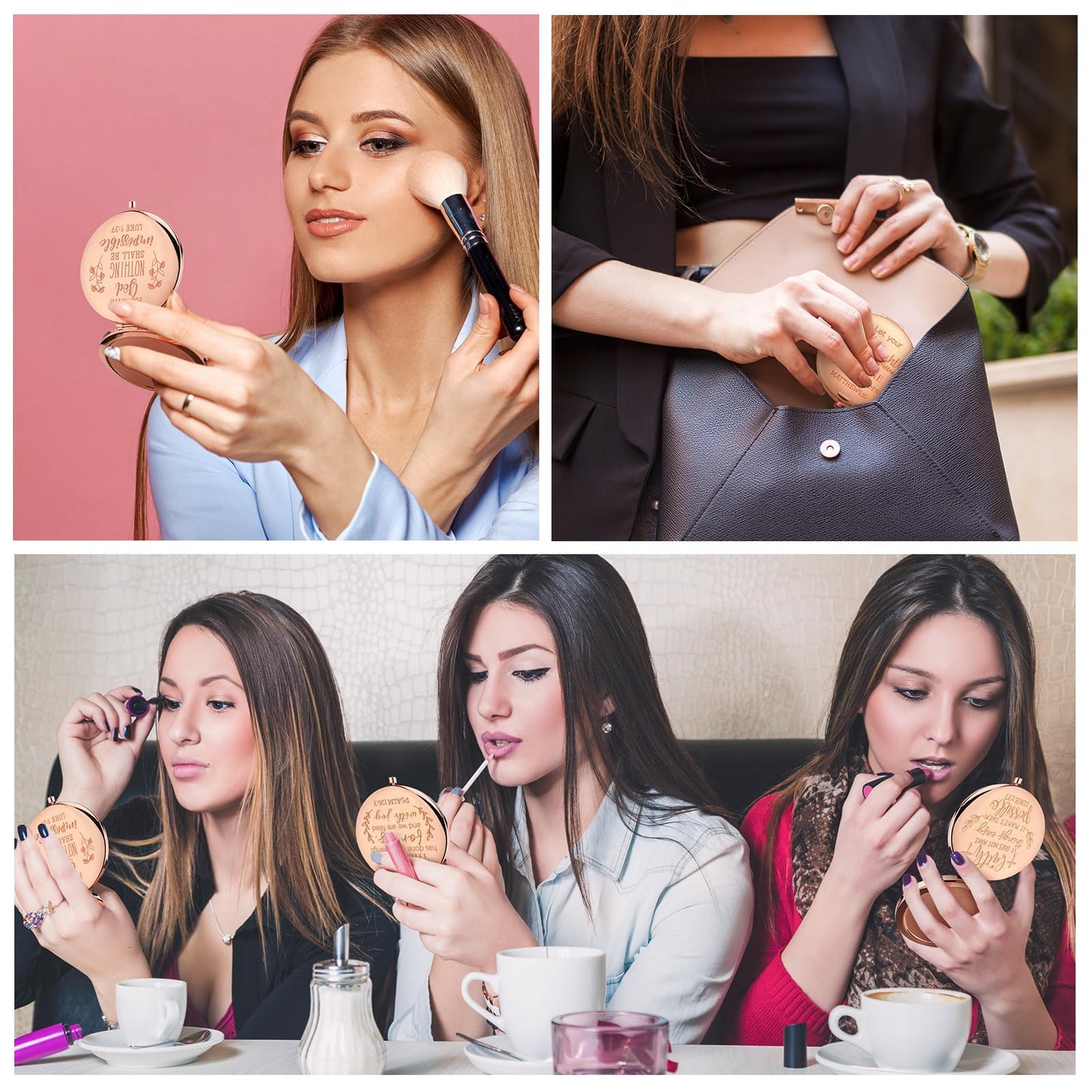 Huwena 12 Pcs Christian Gifts Mirror for Women Bulk Bible Verse Makeup Folding Compact Pocket Mirror Back to School Party Inspirational Religious Gift Teacher Coworker Employee Travel Church Baptism