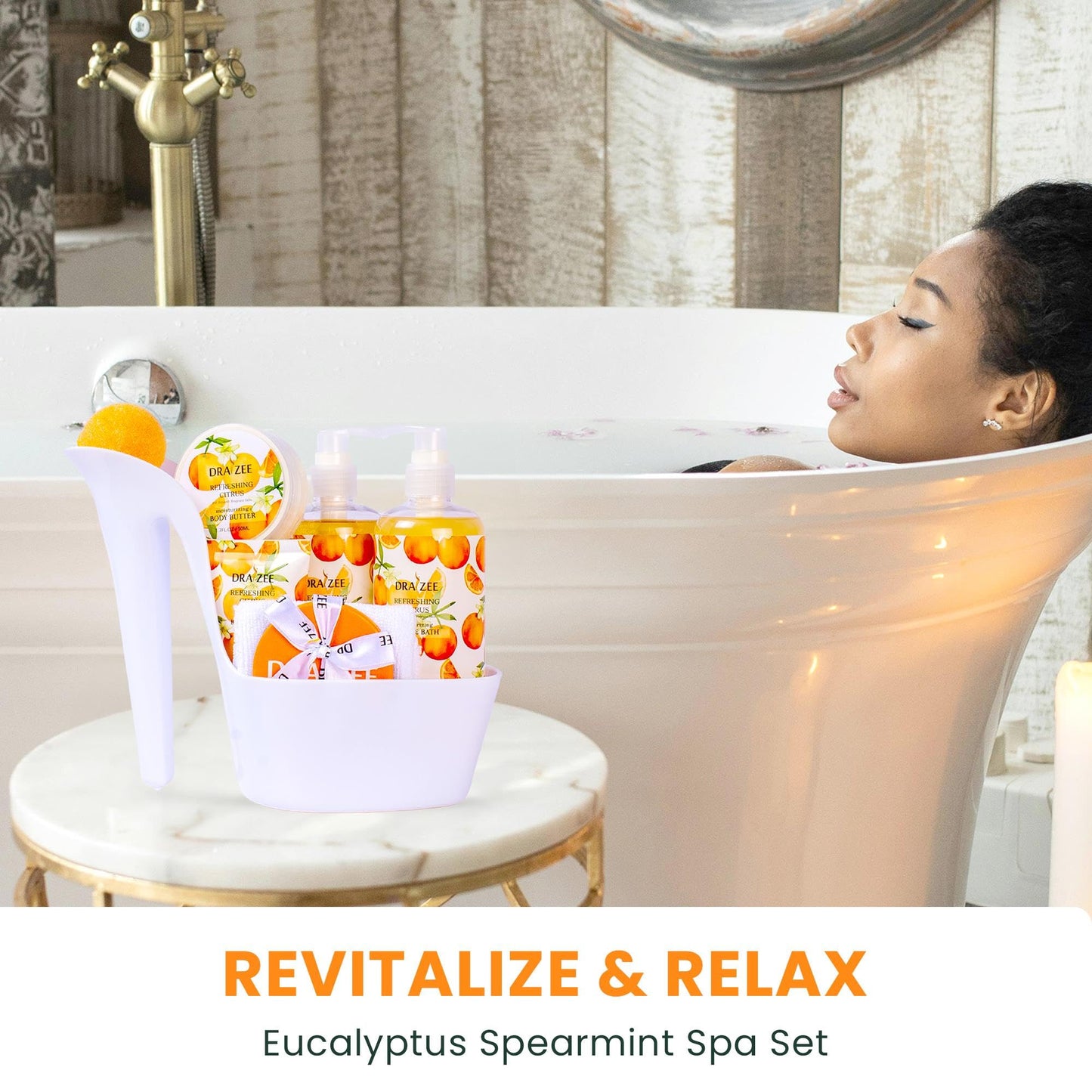 Draizee Heel Shoe Spa Gift Basket for Women, 8 Pc Citrus Scented