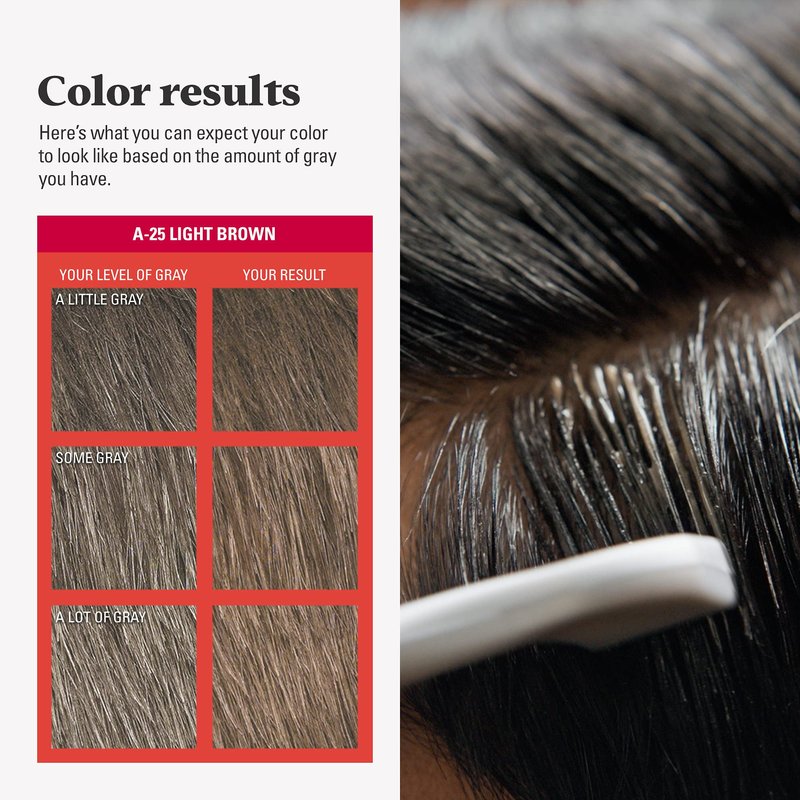 Just For Men Easy Comb-In Color Mens Hair Dye, Easy No Mix Application with Comb Applicator - Light Brown, A-25, Pack of 3