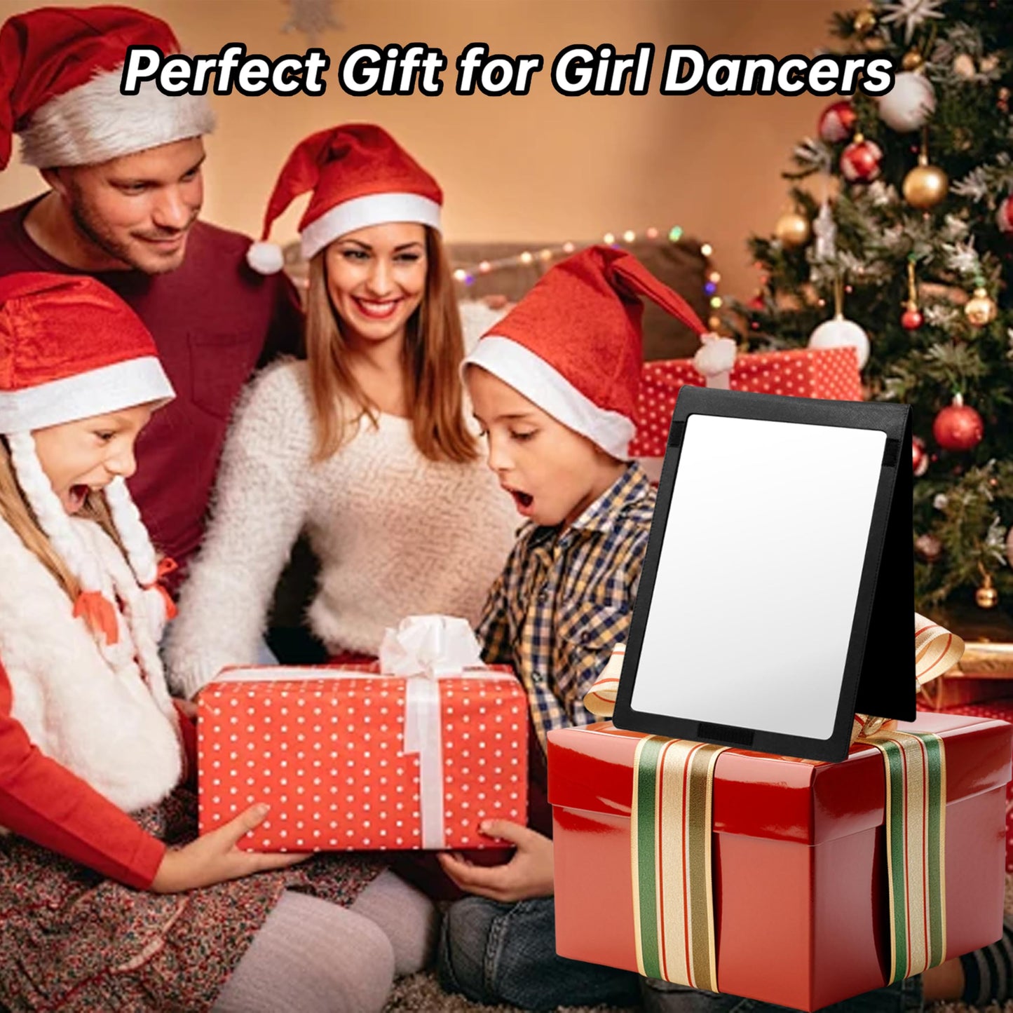 Adzyz Foldable Portable Full Length Mirror, 33x13 Inch Hanging Shatterproof Travel Mirror for Camping, Travel, Dancers - Black Hanging Folding Dance Mirror