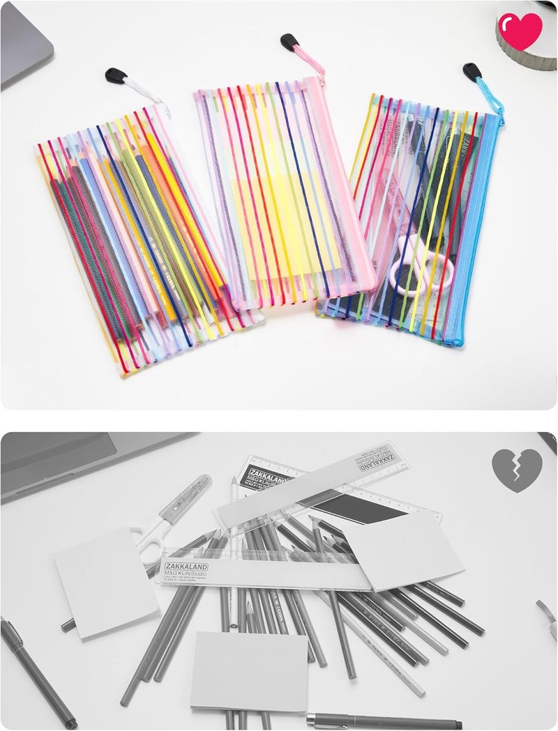 JARLINK 40-Pack Zipper Mesh Pouches | Colorful Storage for School, Office & Travel Accessories
