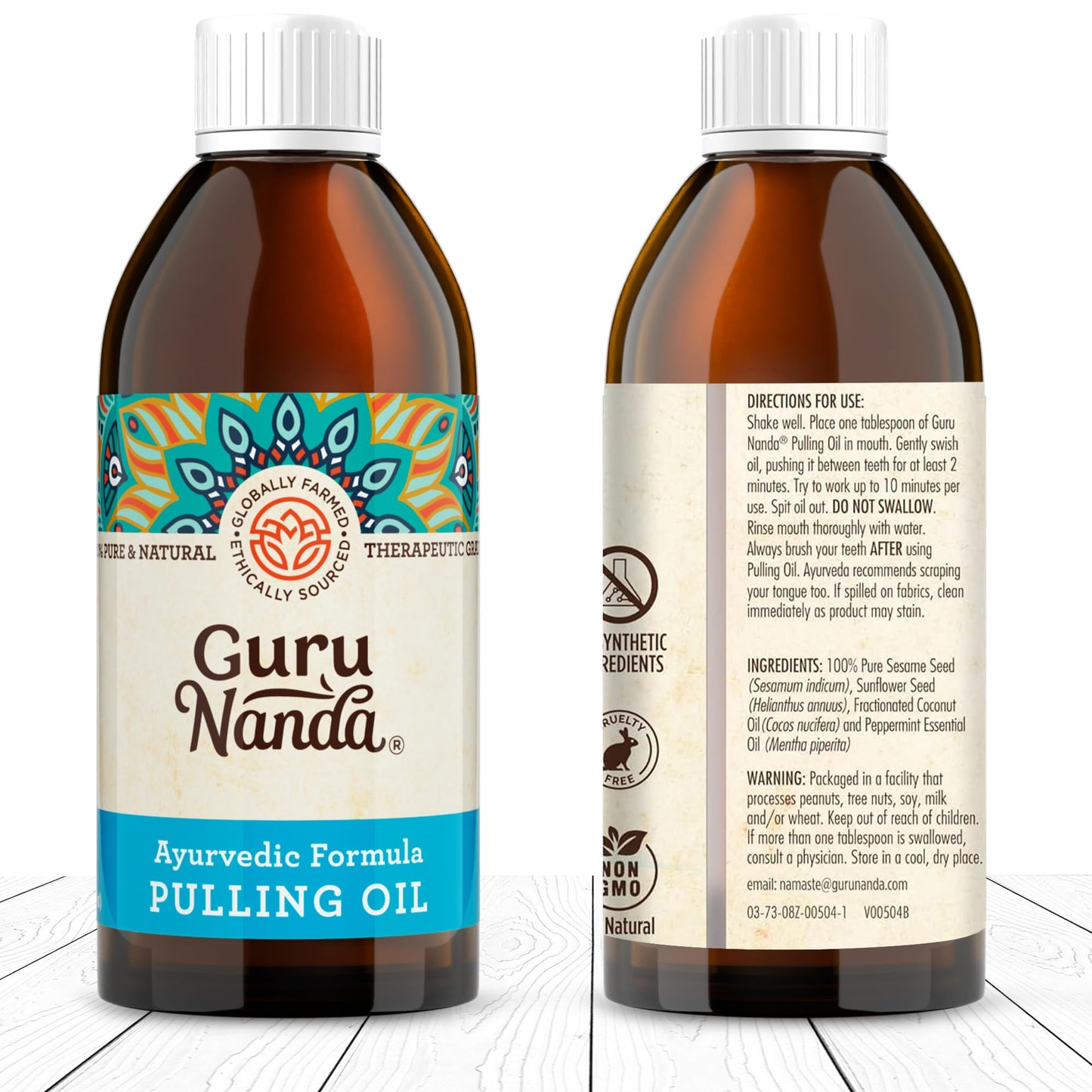 GuruNanda Original Oil Pulling Mouthwash, Promotes Deep Cleaning, With Coconut & Sesame for Teeth & Gum Health & Fresh Breath, ALcohol-free, 3X8.45 Fl Oz