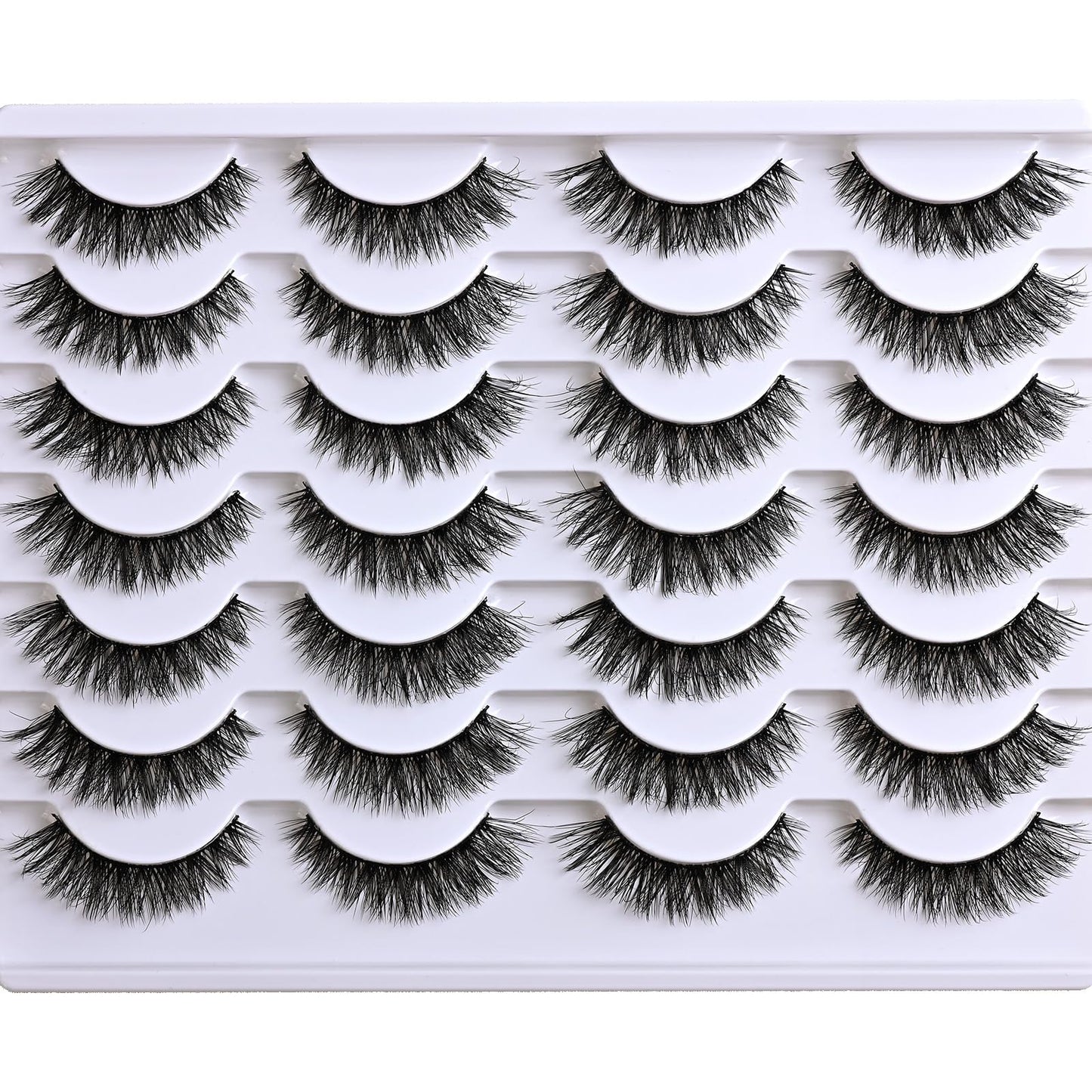 WEIAIDAPD Wispy Lashes Natural False Eyelashes 14 Pairs Cat Eye Lashes Strips 9-14mm Fake Mink Lash Pack Wispies Strip Eyelash Short Small Fluffy Pestañas Postizas for Everyday Wear