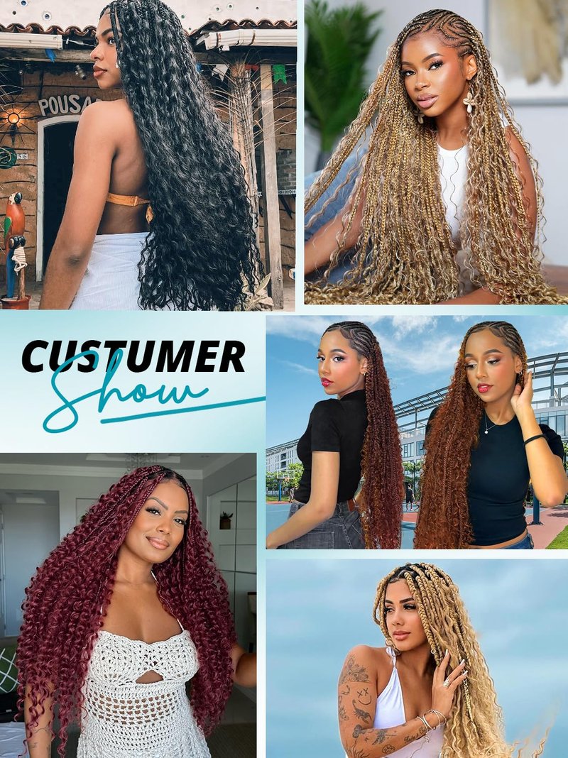 100g 3 Bundles/Pack Human Braiding Hair for Boho Braids 14 Inch Curly Boho Hair for Braiding Knotless 12A Deep Wave Bulk Bohemian Natural Black