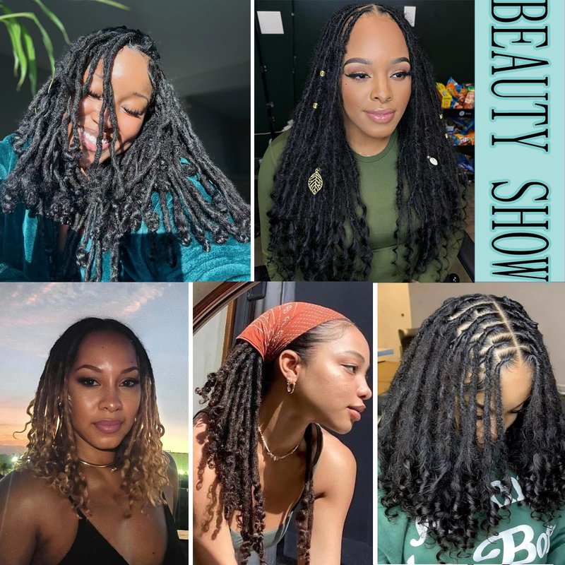 100% Human Hair 0.4cm Width 8 Inch 30 Strands Loc extensions Human Hair with Curly Ends Full Handmade Dreadlock Extensions Can be dyed and bleached for Men Women Kids