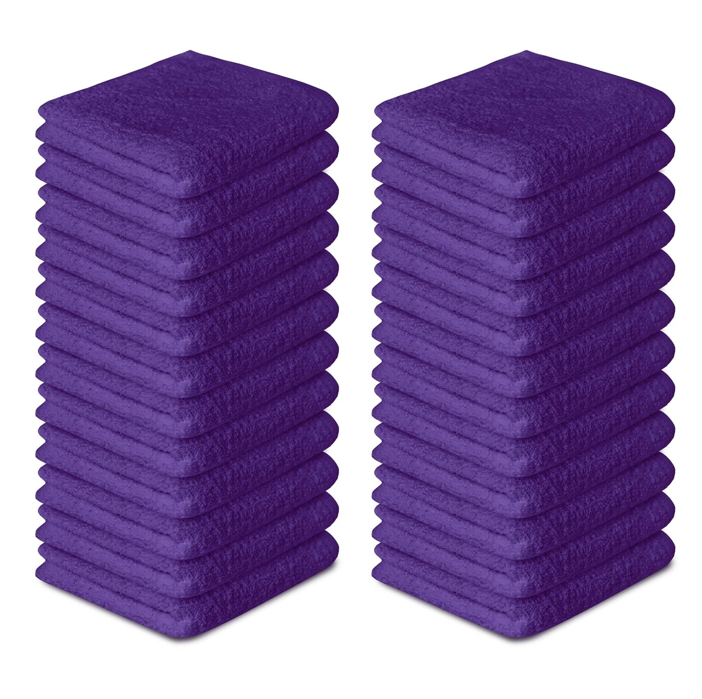 Softolle 100% Cotton Washcloths 24 Pack (12x12 Inches) Soft, Highly Absorbent Washcloth, Face Towels, Wash Cloths for Face, Ring Spun, Bulk Pack (Purple)