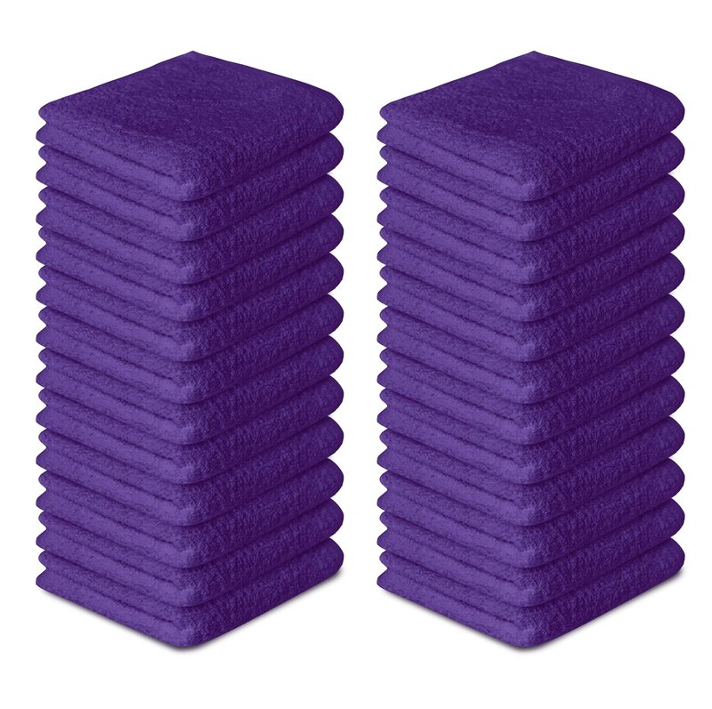 Softolle 100% Cotton Washcloths 24 Pack (12x12 Inches) Soft, Highly Absorbent Washcloth, Face Towels, Wash Cloths for Face, Ring Spun, Bulk Pack (Purple)