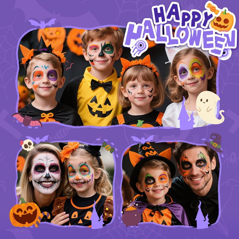Face Painting Kit for Kids, 36 Colors Water Activated Face Paint with Brushes & Stencils, Non-Toxic Halloween Makeup Kit, Professional Face Body Paint for Halloween, Parties, Carnival, School Events