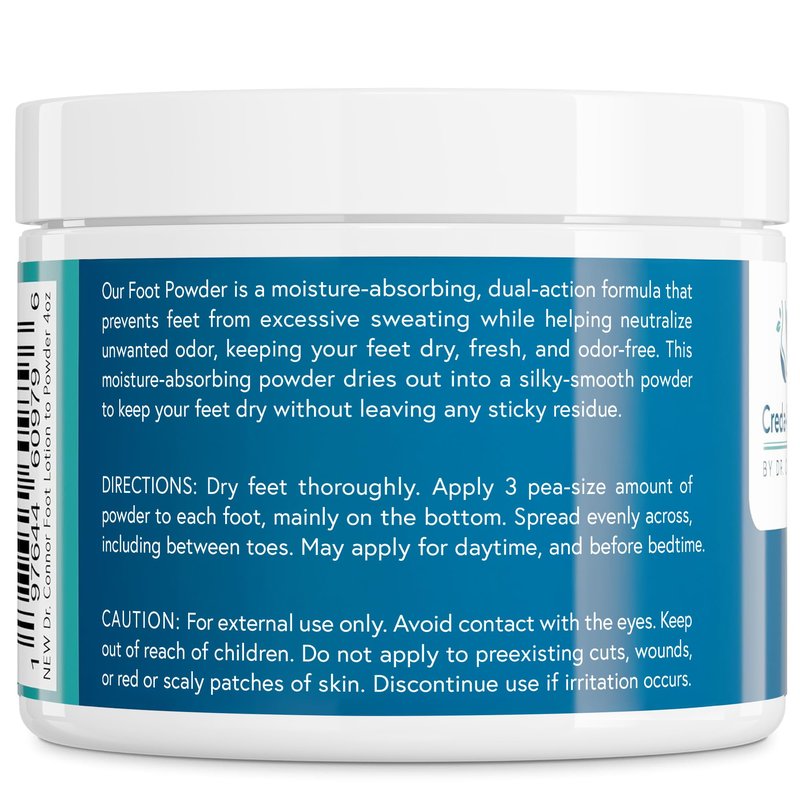 CREDA-FRESH Foot Lotion to Powder for Excessive Sweating - Plant Based Foot Powder for Smelly Feet - Foot Odor Eliminator & Foot Lotion for Dry Feet - 4oz