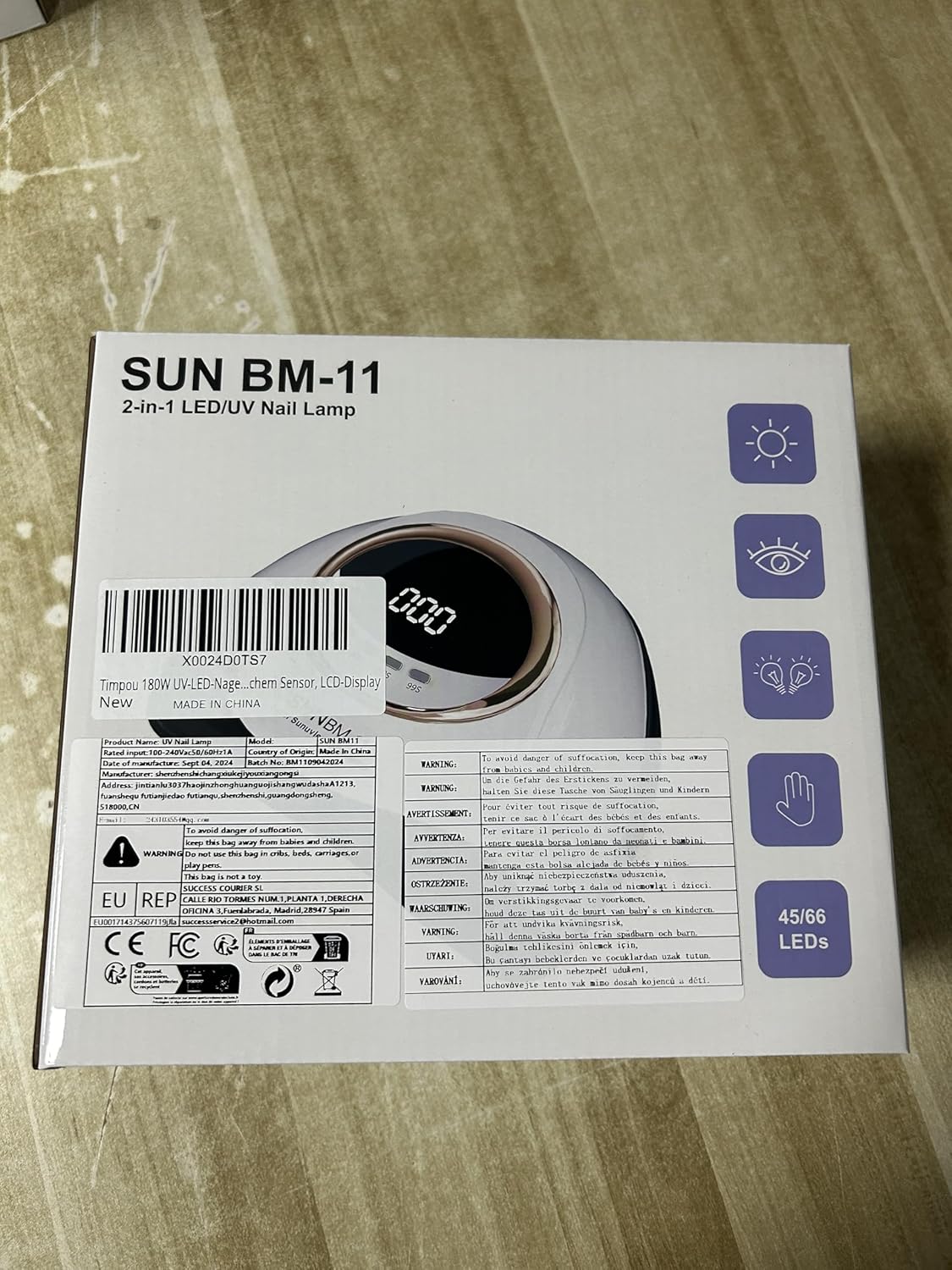 Professional 180W UV LED Nail Lamp - Fast Gel Nail Dryer with 4 Timer Settings & LCD Display