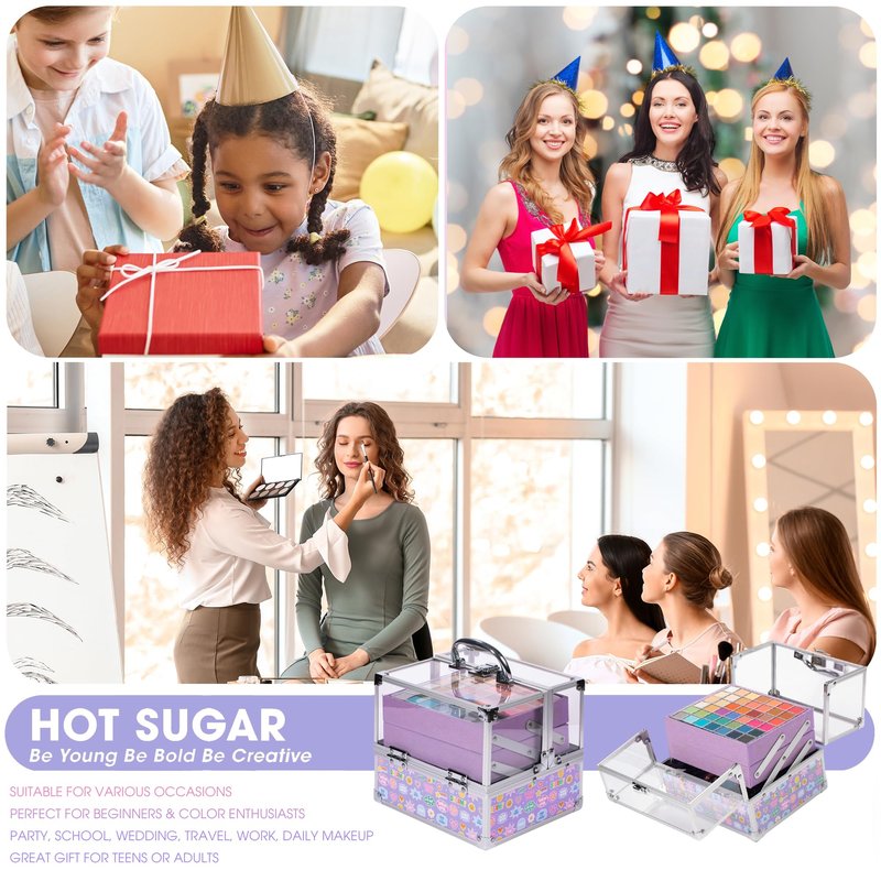 Hot Sugar Make Up Kit for Girls 13-15, Beauty Box for Birthday Parties Makeovers & Christmas (Sticker)